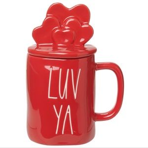 Rae Dunn Luv Ya Figural Coffee Mug red hearts